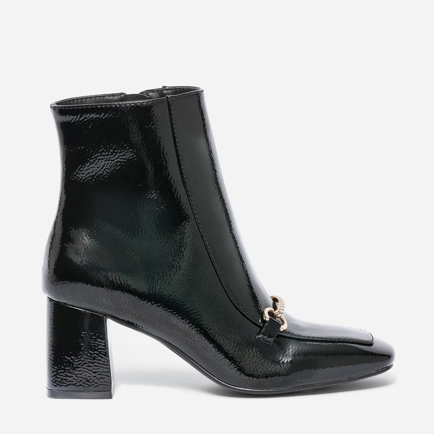 Boots noir verni avec mors doré