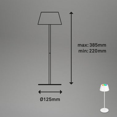 Briloner Leuchten Außen-Tischleuchte 7466016, LED fest verbaut, Farbwechsler, mit Akku, höhenverstellbar, RGB, USB-C, warmweiß, IP44, silber, 38 cm