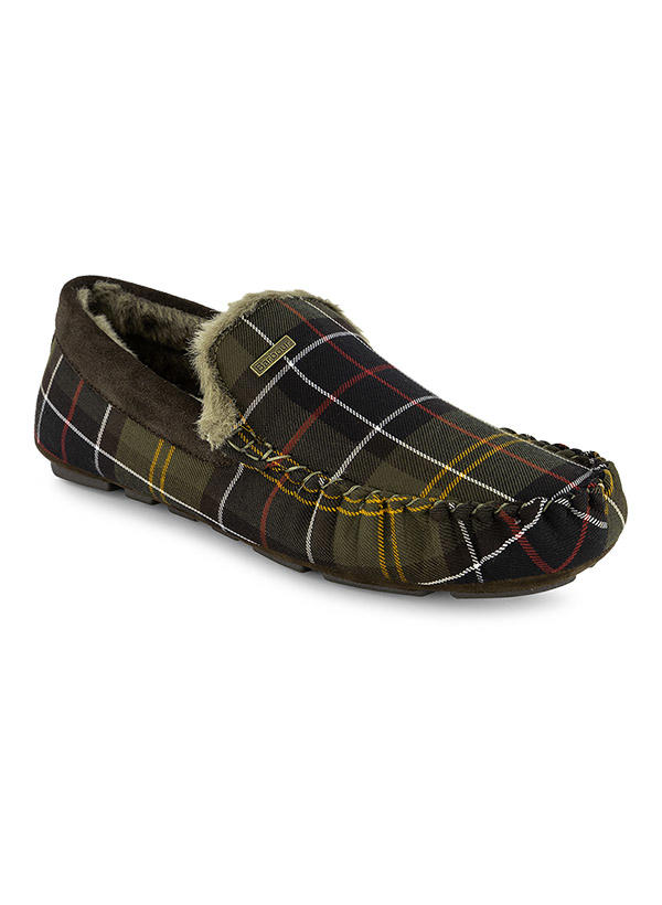 Barbour, Hausschuhe, Textil warmgefüttert, grün kariert