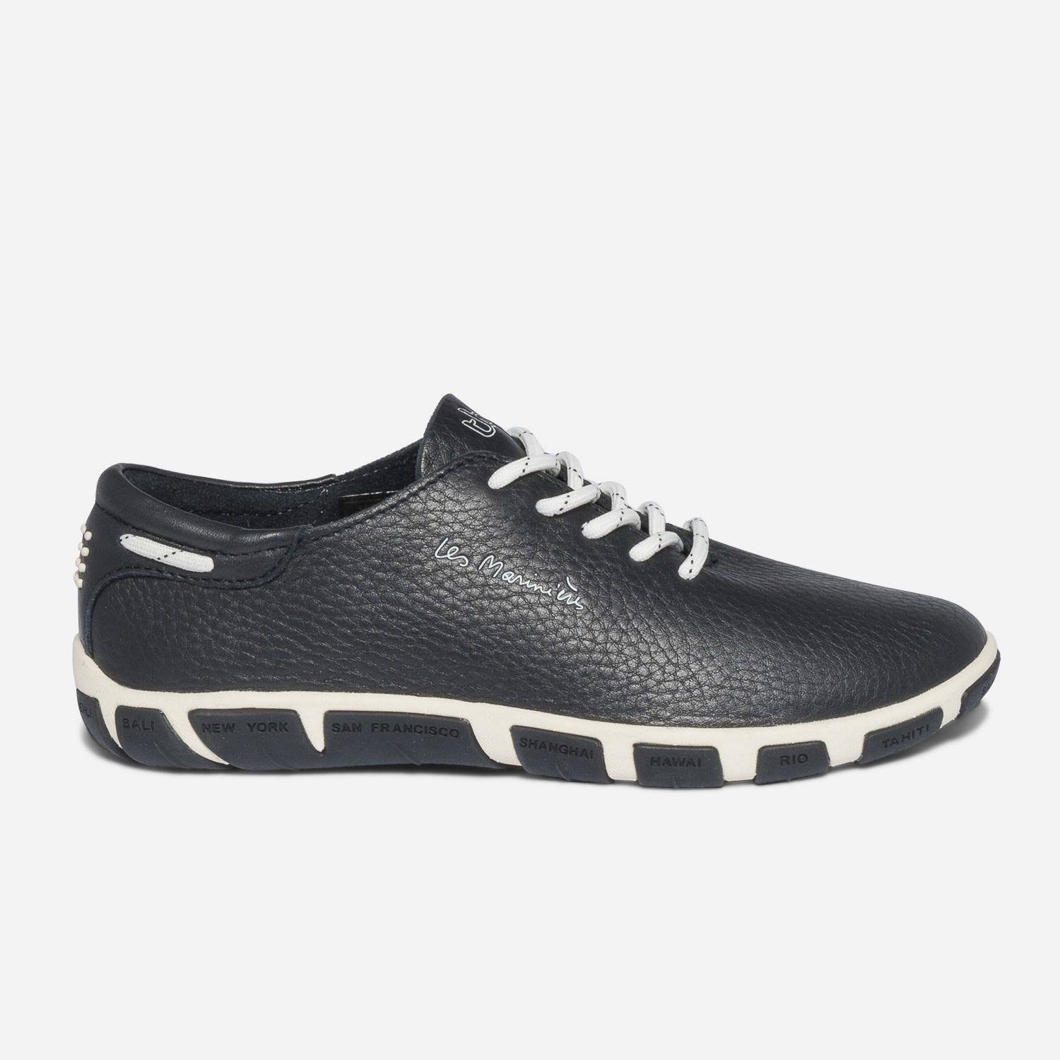 Tennis TBS bleu marine en cuir à semelle bicolore