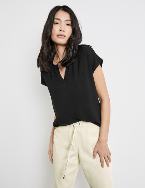Blusenshirt mit Chiffon-Overlayer
