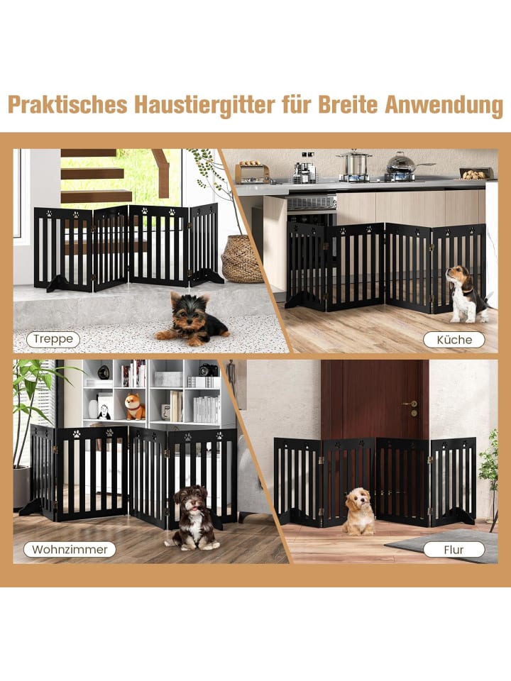 COSTWAY Absperrgitter Hunde 4 Paneelen 60cm in Braun günstig kaufen onesize