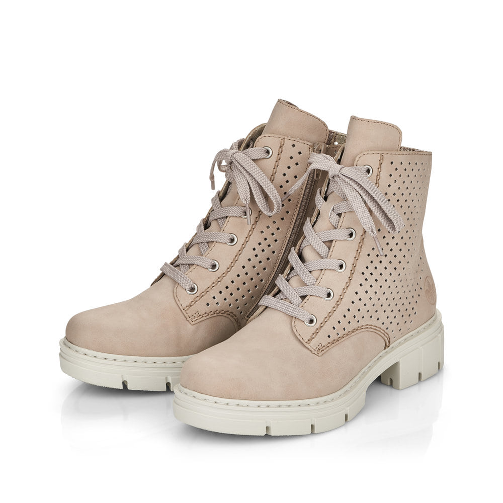 Rieker Damen Schnürstiefel beige