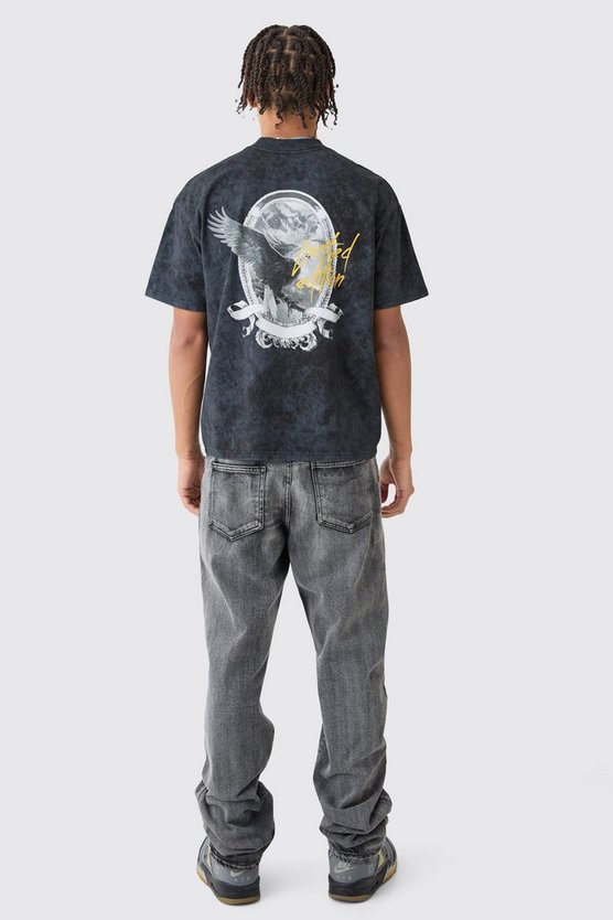 Oversize T-Shirt mit Acid-Waschung und Print