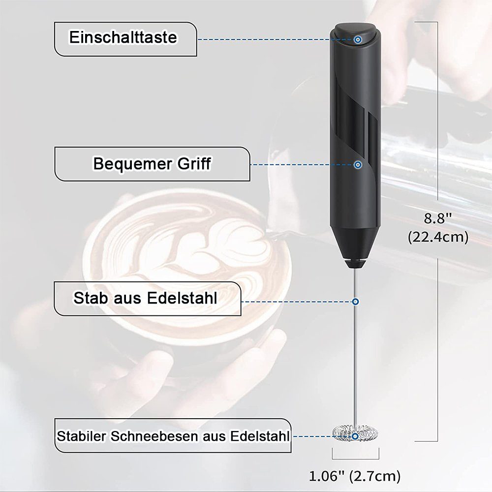 zggzerg Milchaufschäumer Milchaufschäumer Handheld für heiße Schokolade, Frappe, Latte