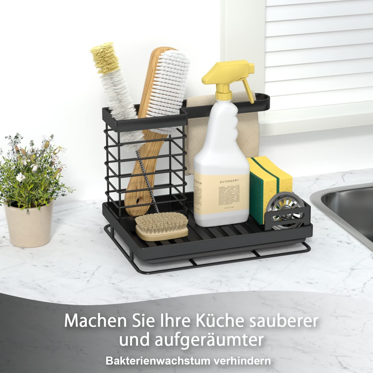Novzep Gewürzregal Spülbecken Caddy Organizer,Spüle,Lappen Halterung,für Küche Badezimmer