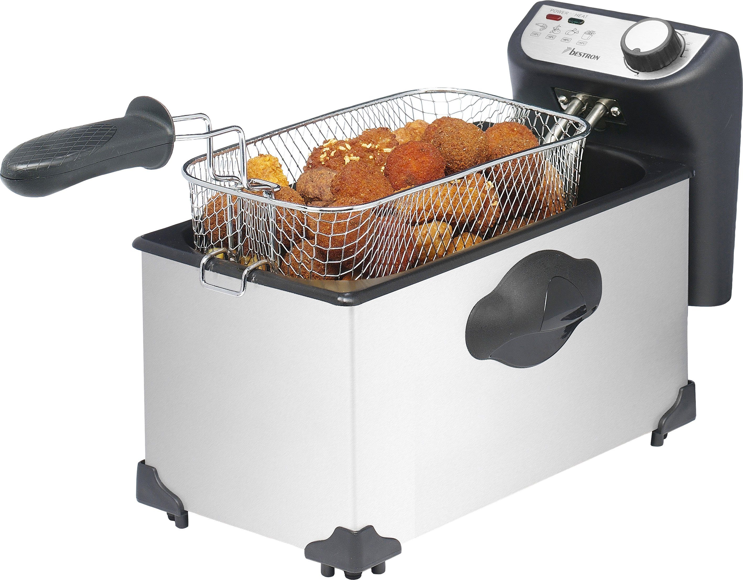 bestron Fritteuse AF351, 2000 W, 1 kg, 3,5 L, Kaltzonentechnologie, spülmaschinengeeignet
