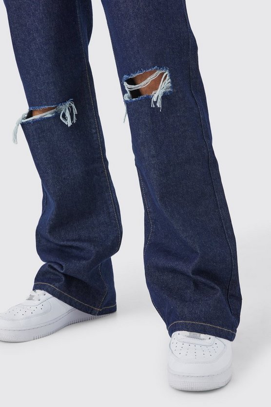 Lockere Schlagjeans mit Riss am Knie