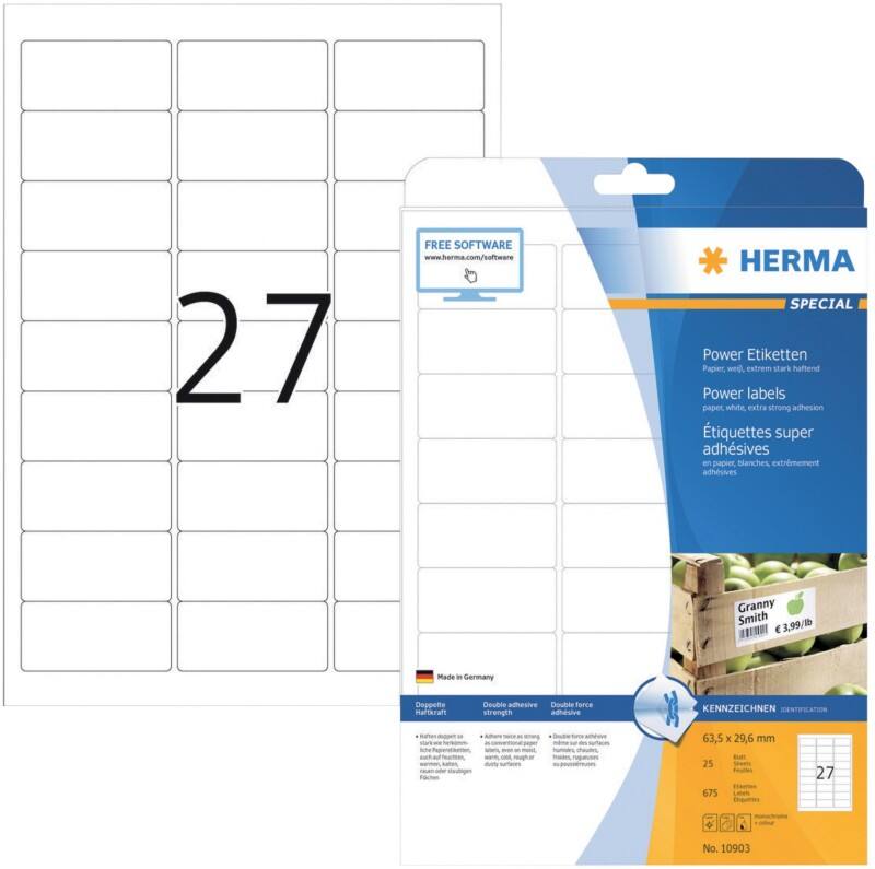 HERMA Power Etiketten 10903 Weiß Rechteckig 675 Etiketten pro Packung