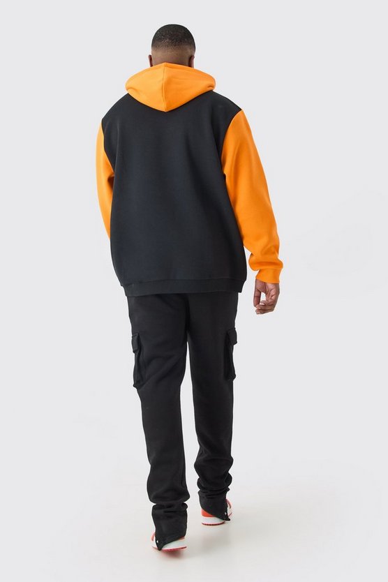 Plus Orange Colorblock Hoodie