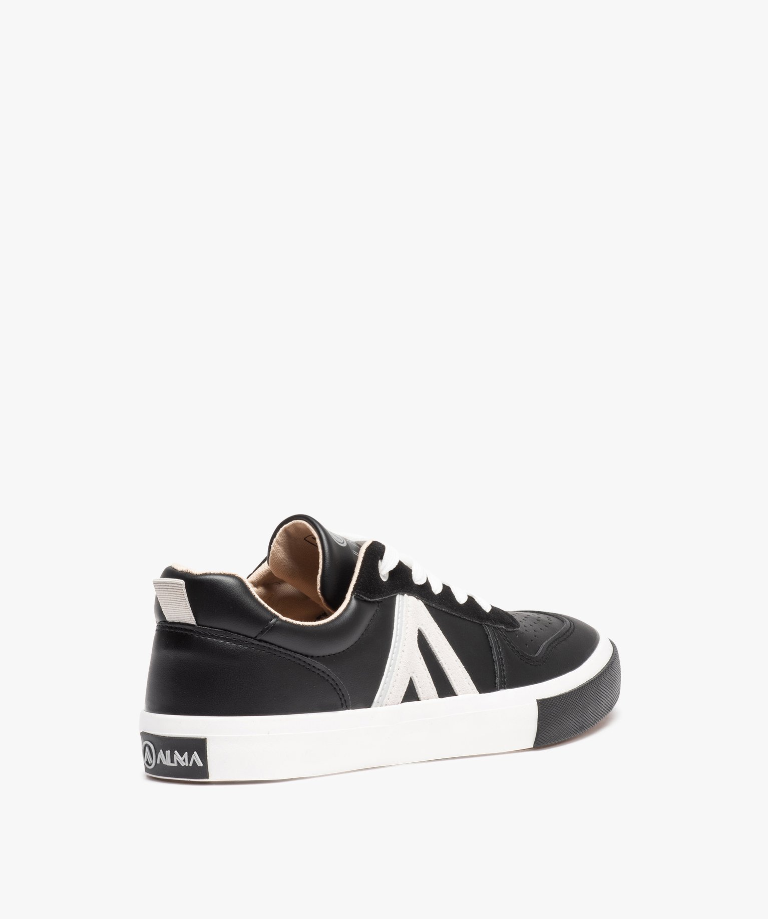 Baskets homme casual bicolore et à lacets - Alma Planète noir | GEMO