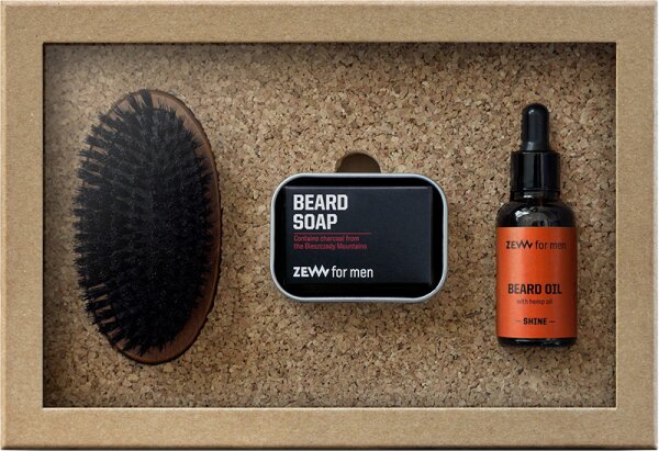 ZEW for men Simple Lumberjack Set Beard Oil Hemp Oil - Shine Bartpflegeset