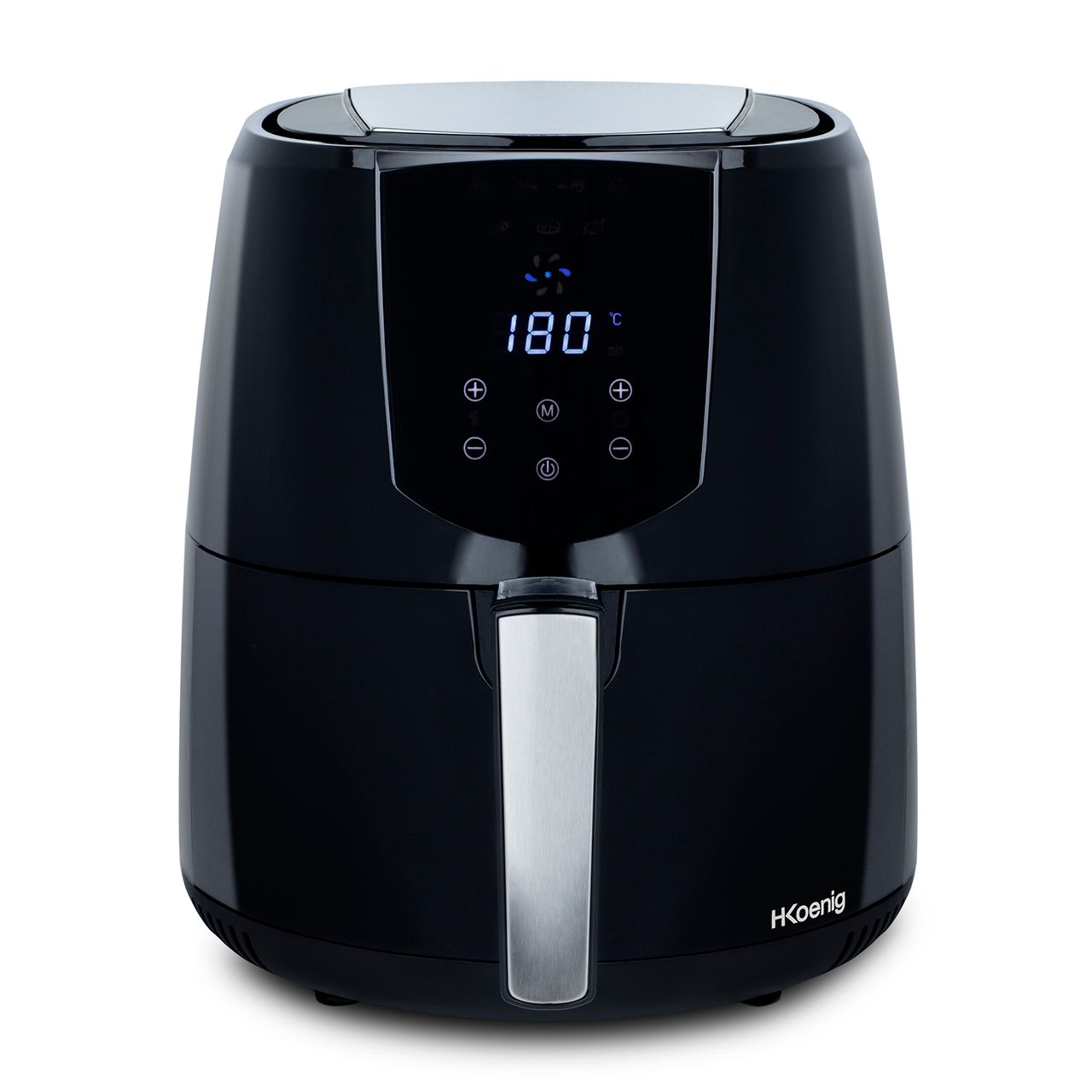 H.Koenig Elektrische Fritteuse FRY800, 1400 W, 4 L, bis zu 200°C, Kunststoff, Schwarz