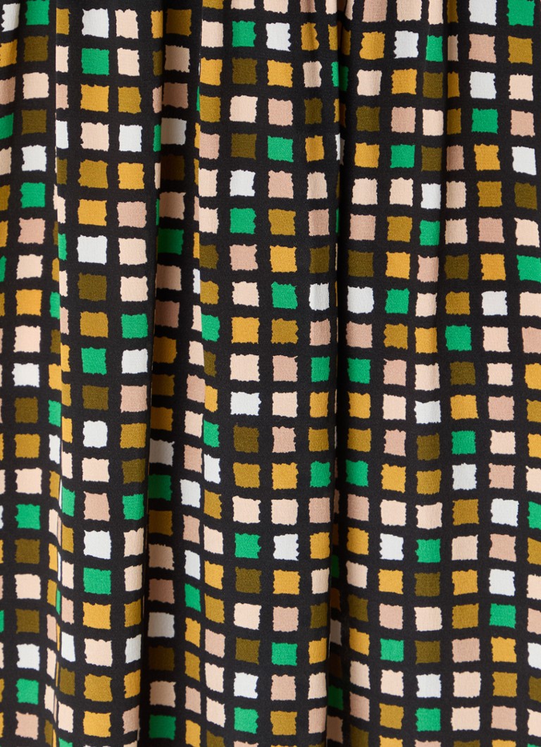 Abito midi a blusa Ethel in seta di LKBennett, a quadri e con collo a scialle.