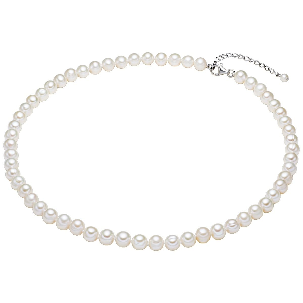 Perlen-Kette Sterling Silber Süßwasser-Zuchtperle in Silber