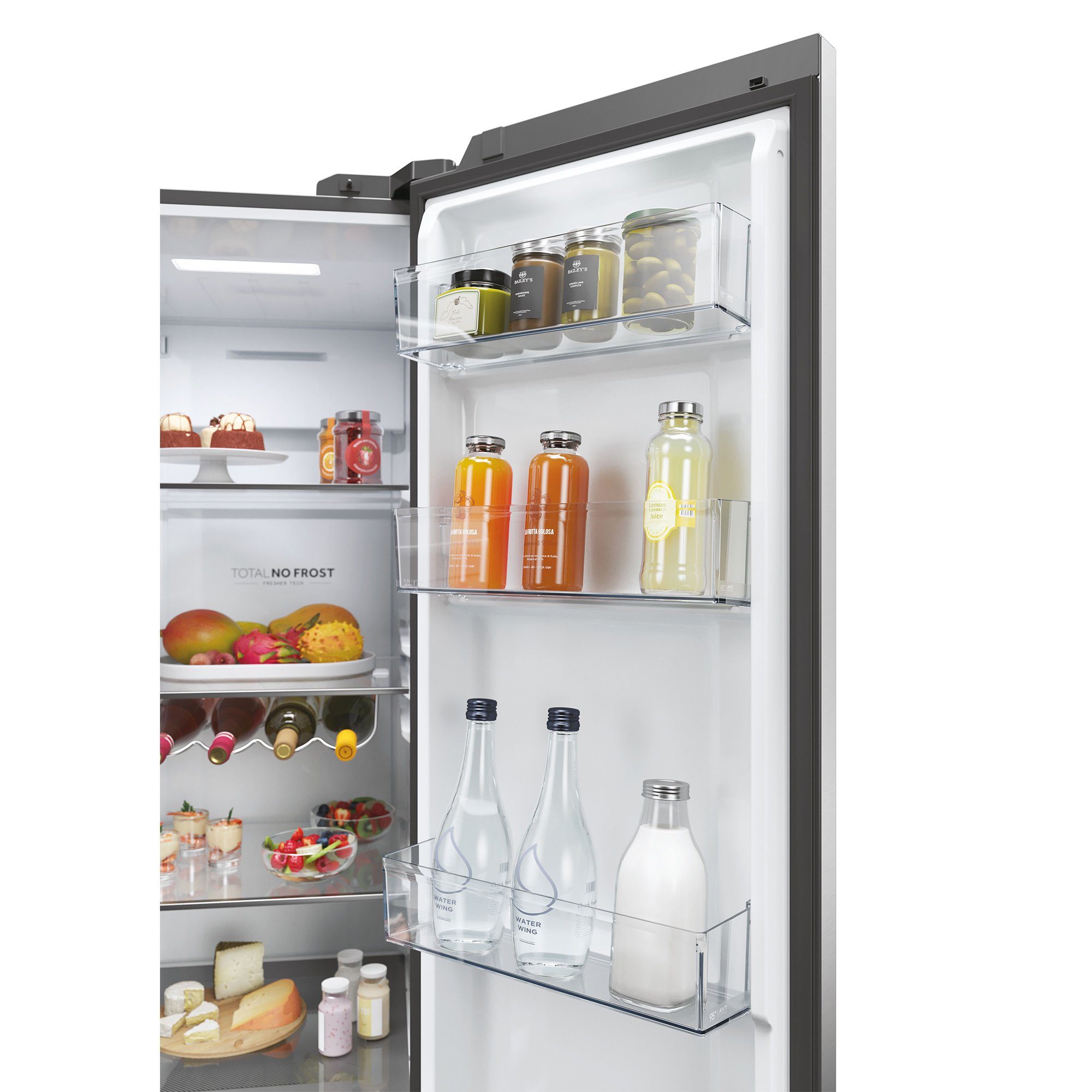 Haier Side-by-Side HSW59F18DIMM, 177,5 cm hoch, 90,5 cm breit, LED Licht, hOn-App, WIFI, Total No Frost, Wasser/Eiswürfeldispenser