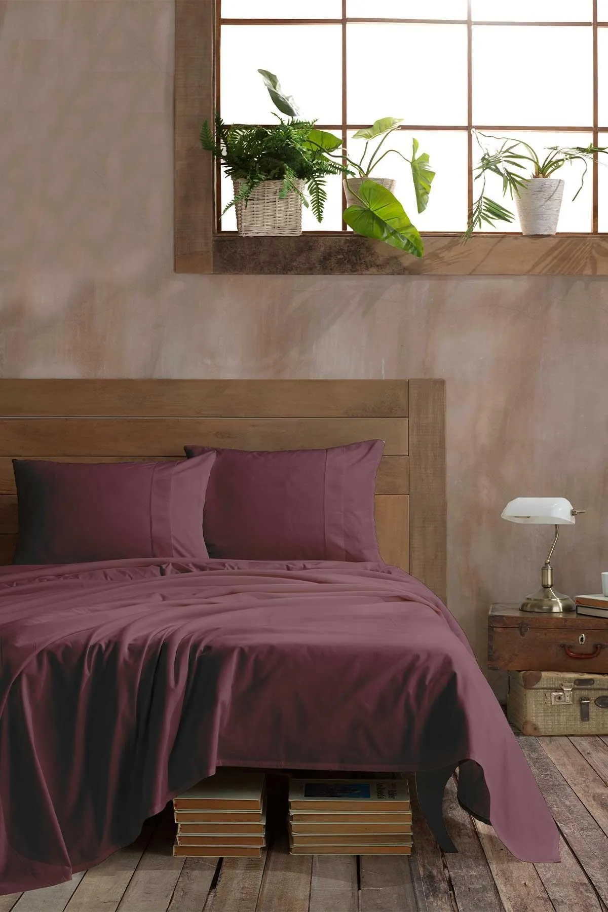 Elart  Plum Ranfors-Bettlaken-Set