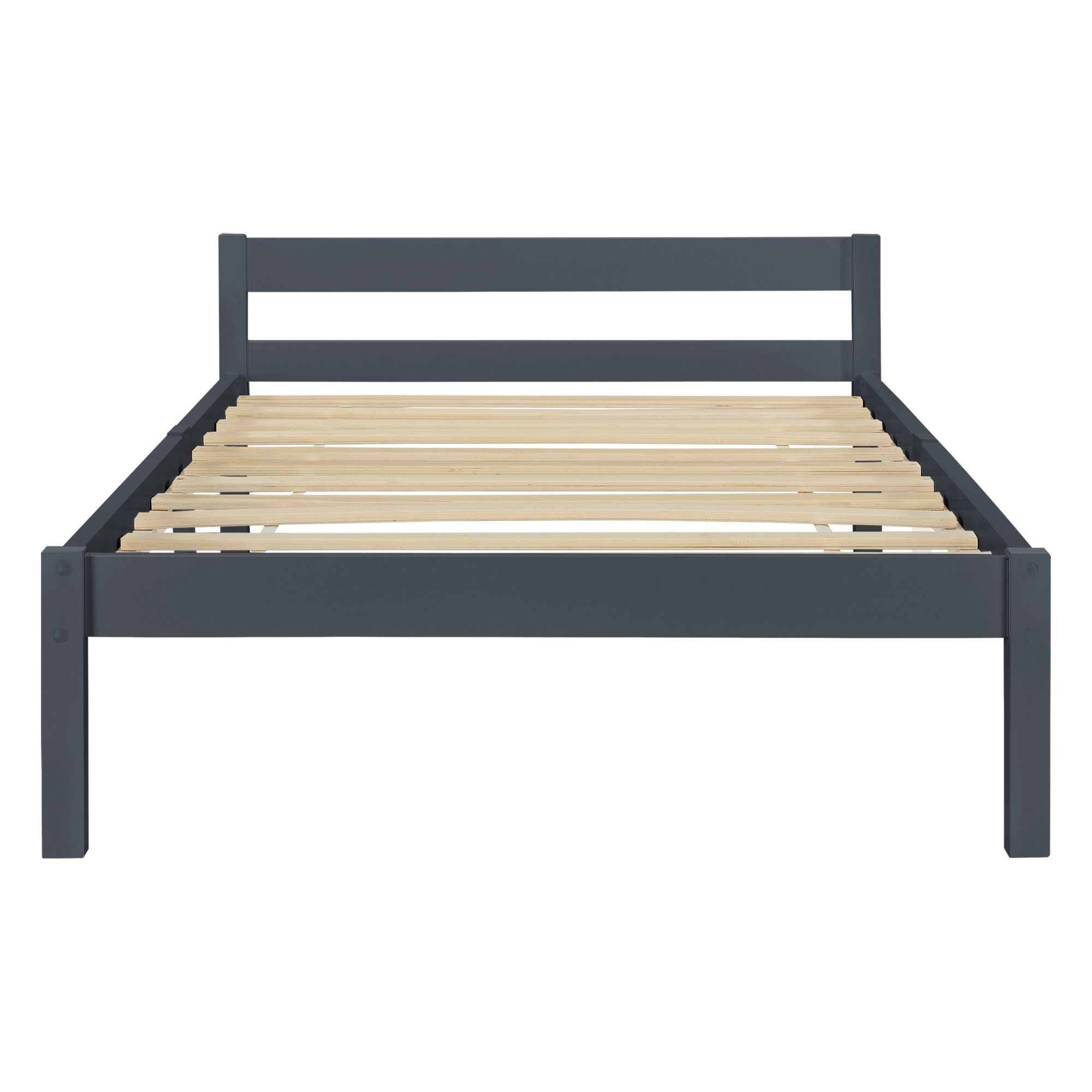 en.casa Holzbett, Nakkila Bett 90x200cm Kiefernholz Dunkelgrau