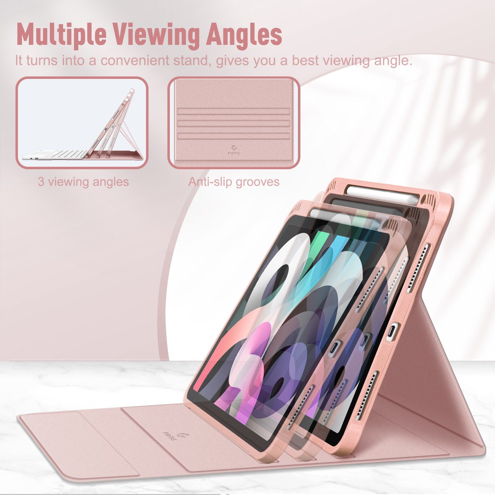 Fintie Tablet-Hülle Tastatur Hülle für iPad Air 5. Generation 2022 / iPad Air 4. Generation 2020, iPad Air 10.9 Hülle mit Tastatur, Deutscher Tastatur mit Touchpad Magnetisch Abnehmbarer Keyboard