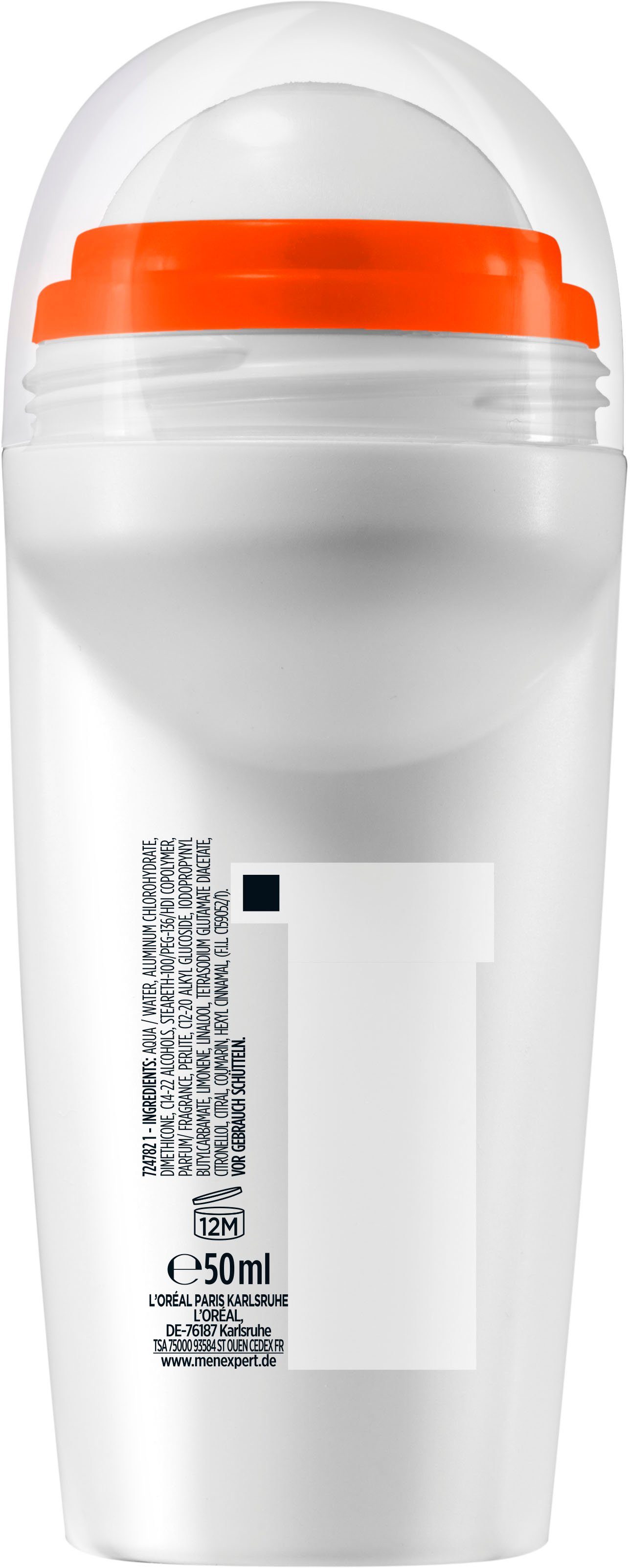 L'ORÉAL PARIS MEN EXPERT Deo-Roller Shirt Control, Schützt vor weißen Rückständen & Textilverhärtungen