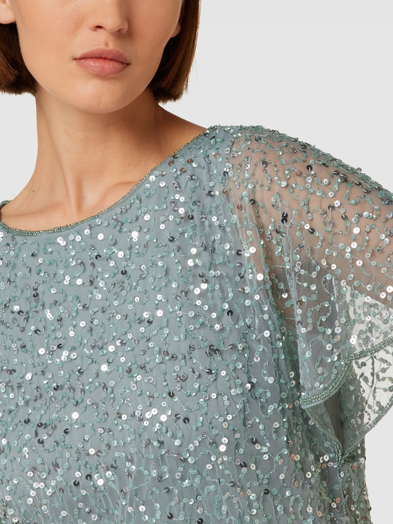 Abendkleid mit Paillettenbesatz in schilf