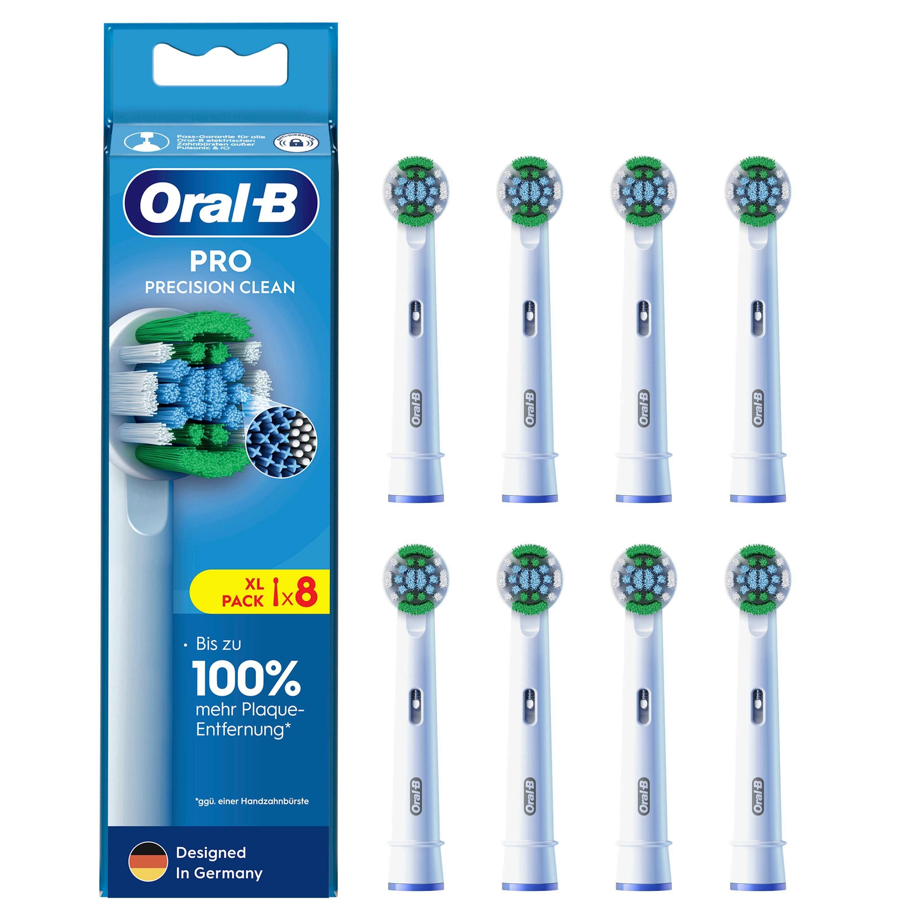 Sibastore Aufsteckbürsten Oral B Pro Precision Clean 8x Aufsteckbürsten für Zahnbürsten, Verbesserung der Zahnfleischgesundheit, Für Kinder & Jugendlichen und Erwachsene geeignet, Extra weiche Borsten, Kompatibel mit ORAL B elektrischen Zahnbürsten