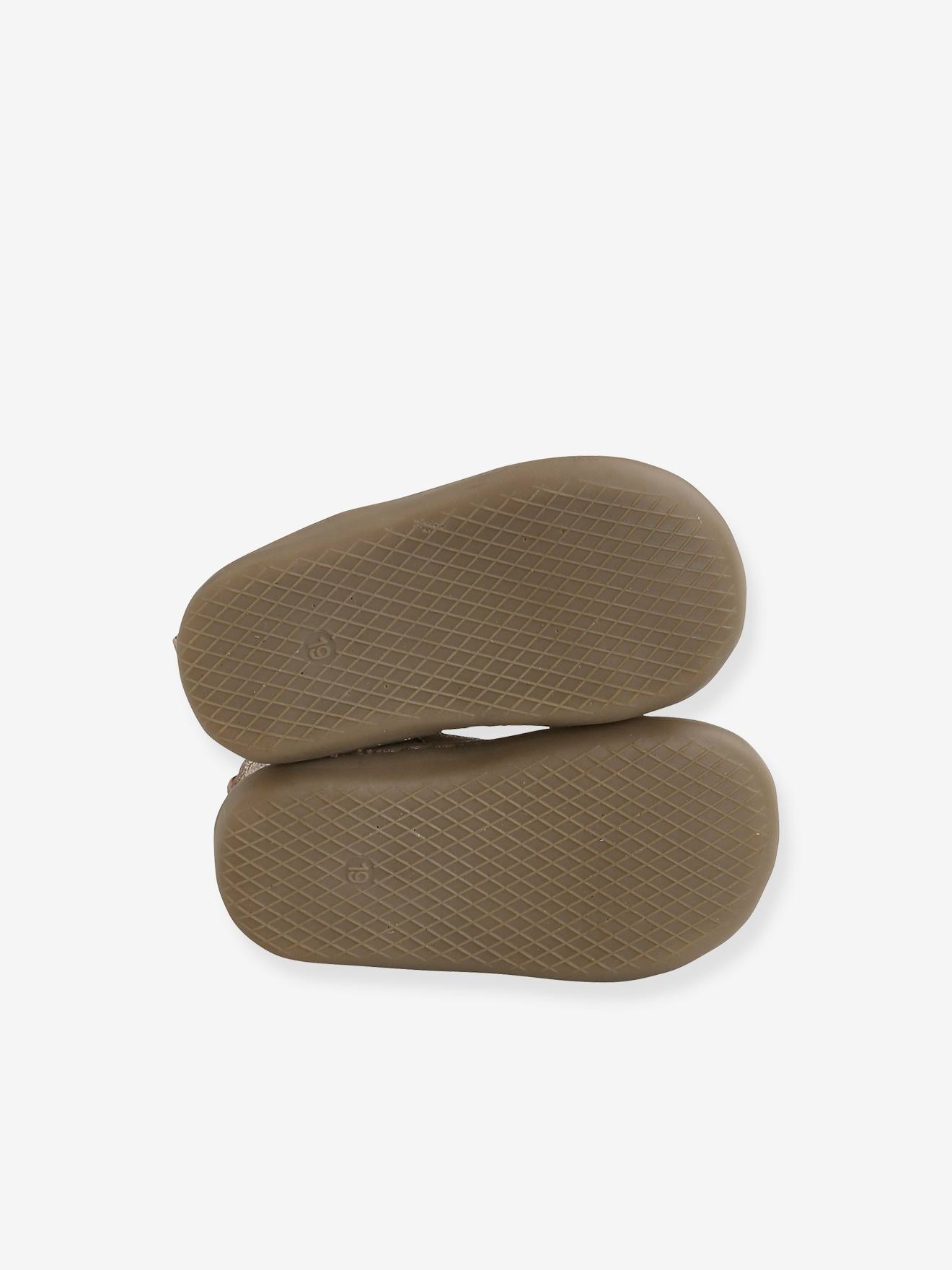 Salomés cuir souple bébé 4 pattes or