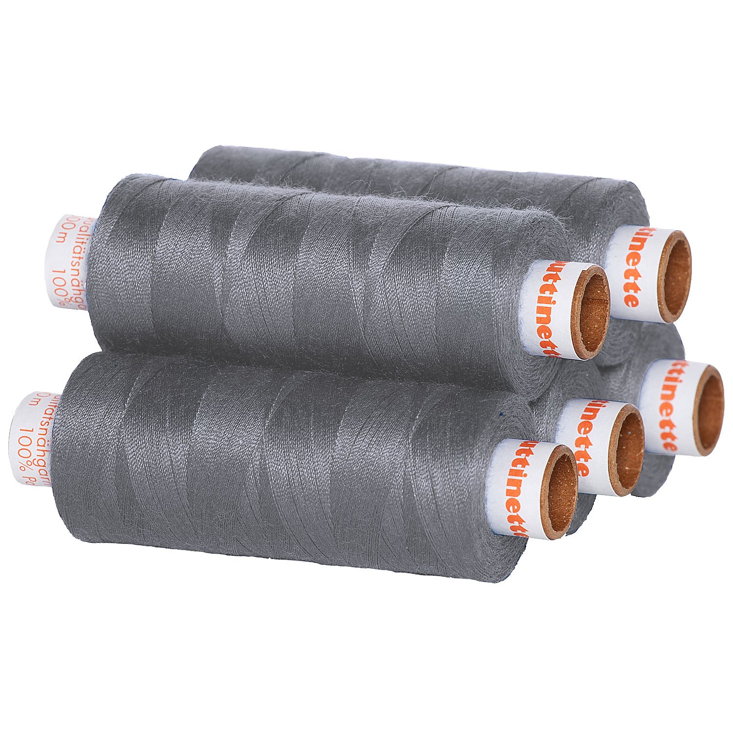 buttinette Universal-Nähgarn, Stärke: 100, 5er-Pack, graphit