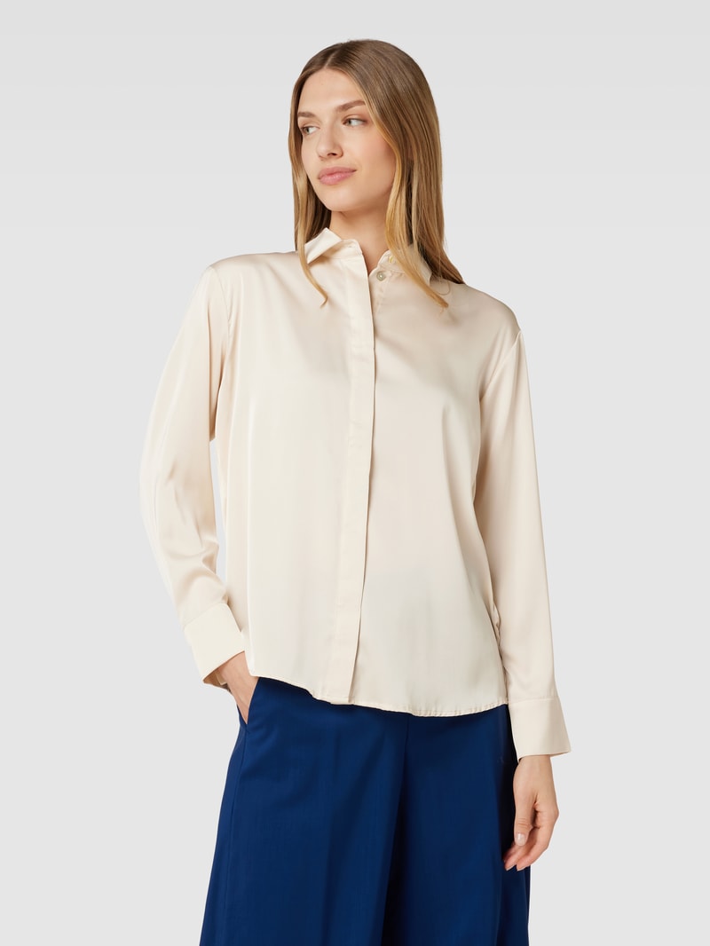 Bluse in Satin-Optik mit verdeckter Knopfleiste in sand