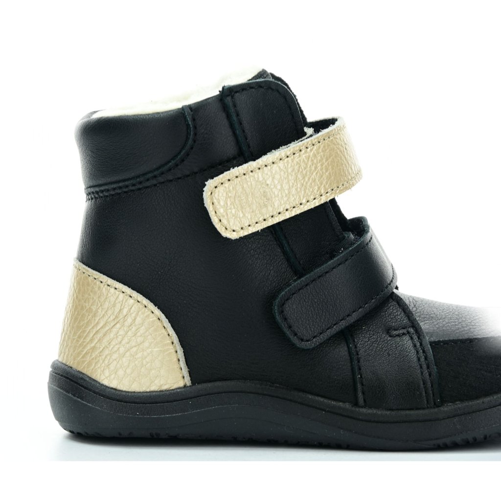 Baby Bare Febo Winter Black/Gold (mit Membran/Asfaltico) Winter-Barfußstiefeletten