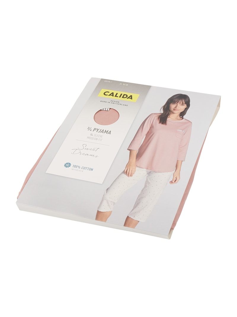 Modern Fit Pyjama aus Baumwolle Modell 'Sweet Dreams' in rosa