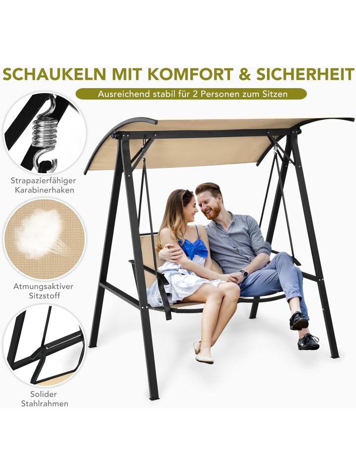 COSTWAY Hollywoodschaukel 2-Sitzer in Beige günstig kaufen onesize