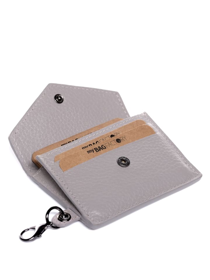 FEYNSINN Leder-Kartenetui flach mit RFID Schutz echt Leder Geldbeutel Damen groß hell-grey in grau günstig kaufen onesize