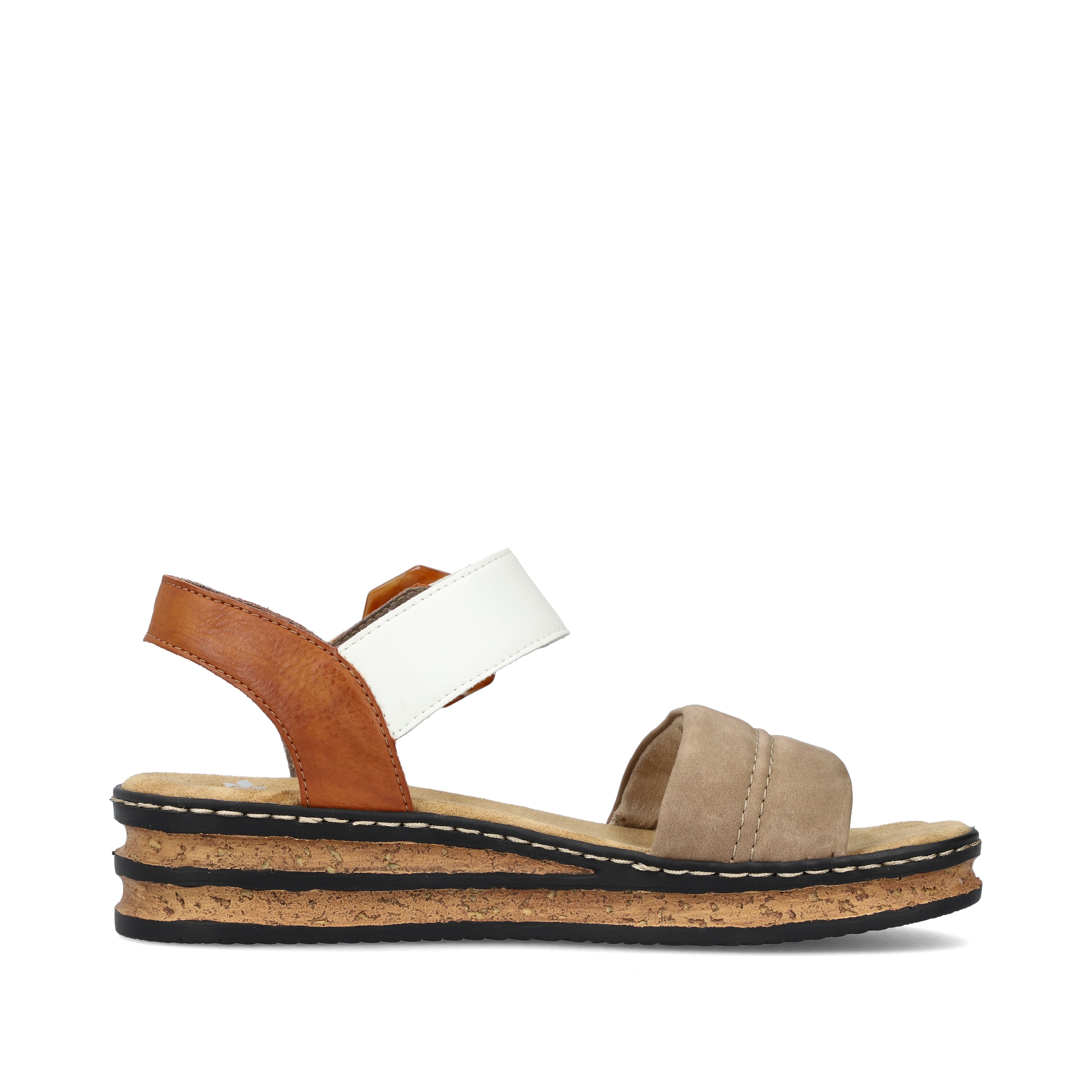 Rieker Damen Keilsandaletten braunbeige-schwarz