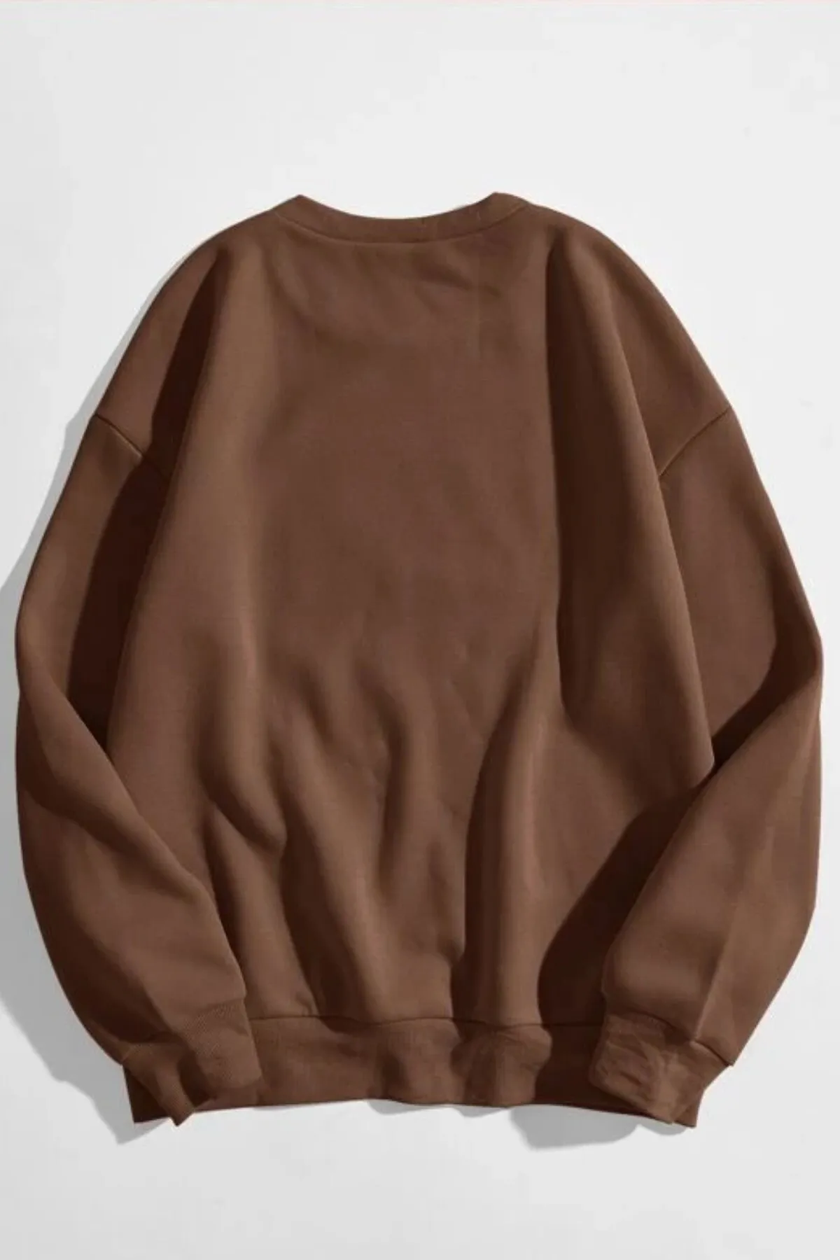 MODAGEN  Braunes, einfarbiges Unisex-Sweatshirt mit Rundhalsausschnitt und Übergröße
