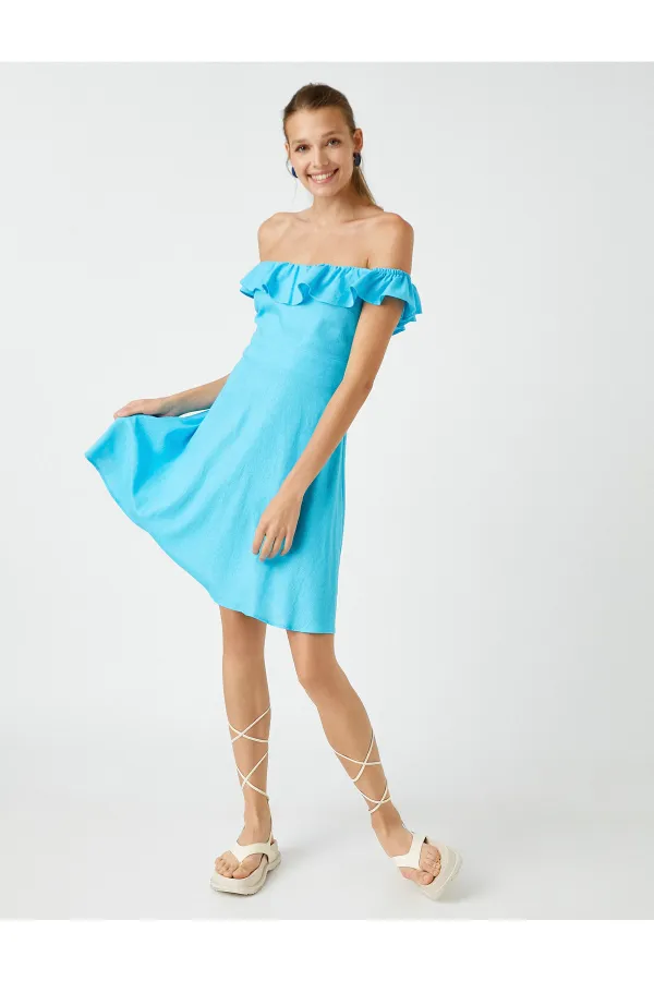 Koton  Minikleid mit Schärpe und detaillierter Leinenmischung