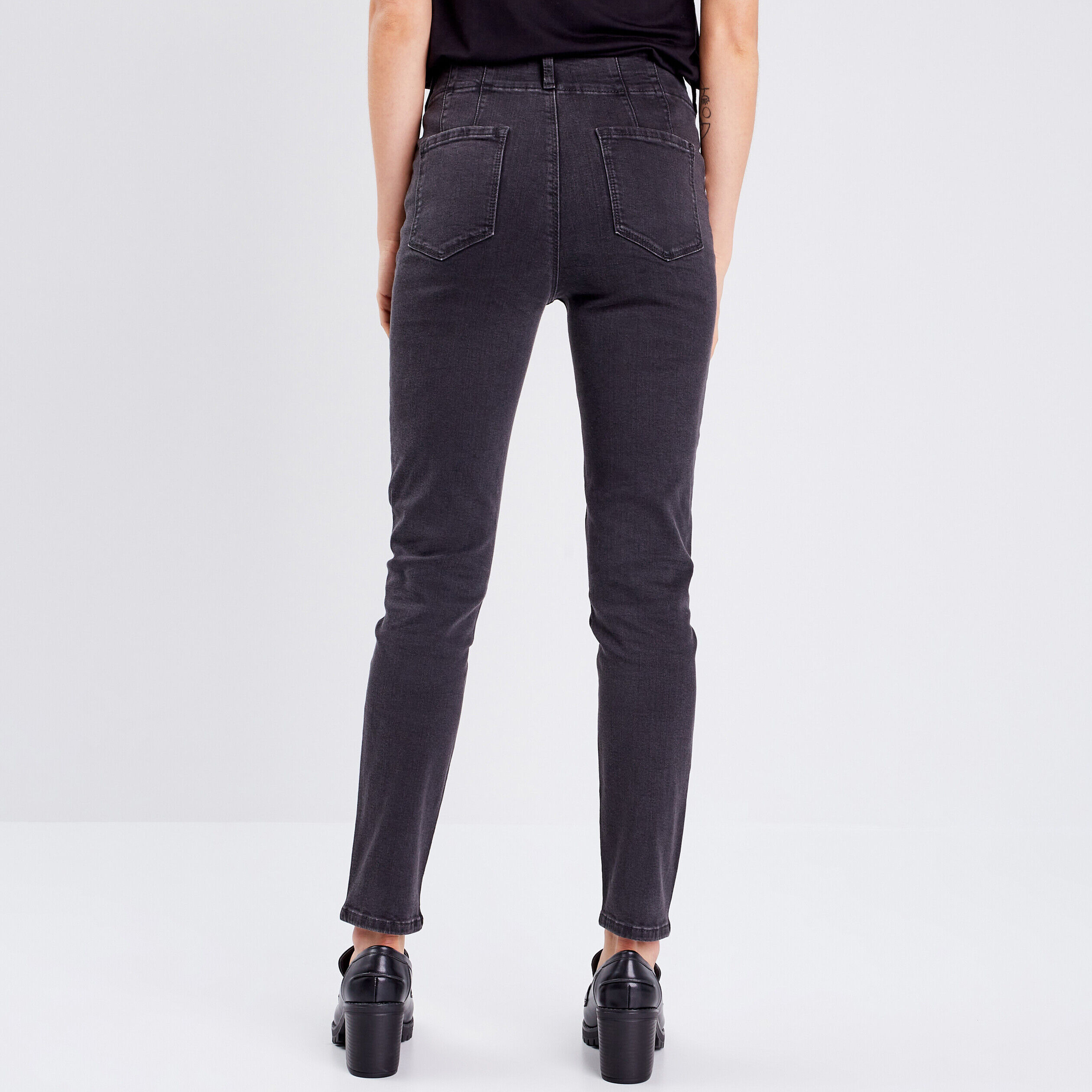 Jeans slim 7/8ème denim noir femme | Cache Cache