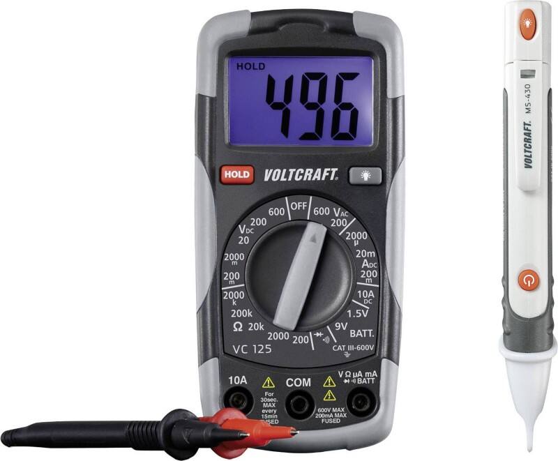 Voltcraft Tragbares Multimeter DT-TEST-KIT Stromversorgung: Batterie Test Typ: Spannung, Strom, Widerstand, Frequenz