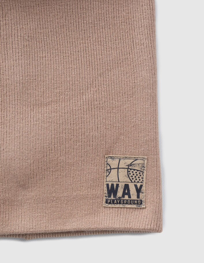 Snood beige tricot étiquette basketball garçon