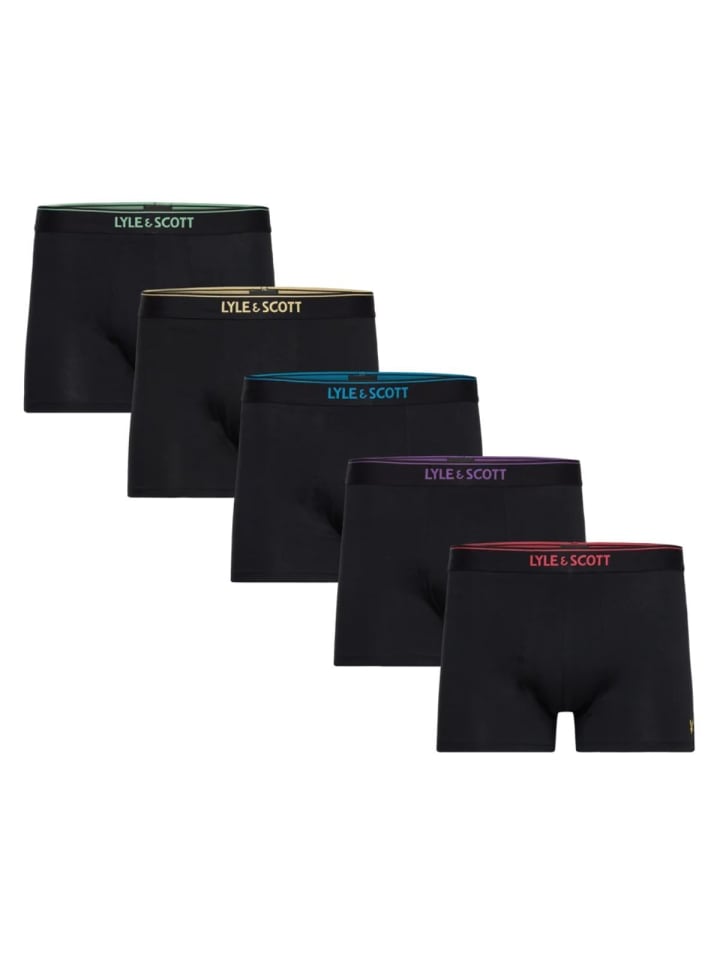 Lyle & Scott Trunks 5-Er Set in Tiefschwarz mit Textbund günstig kaufen S