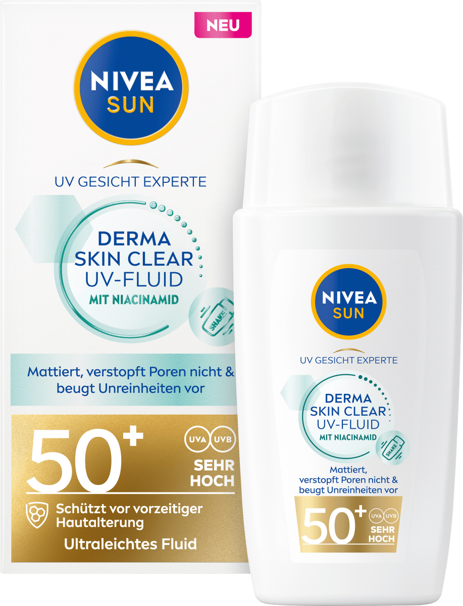 Sonnenfluid Gesicht derma skin clear UV Fluid mit Niacinamid, LSF 50+, 40 ml