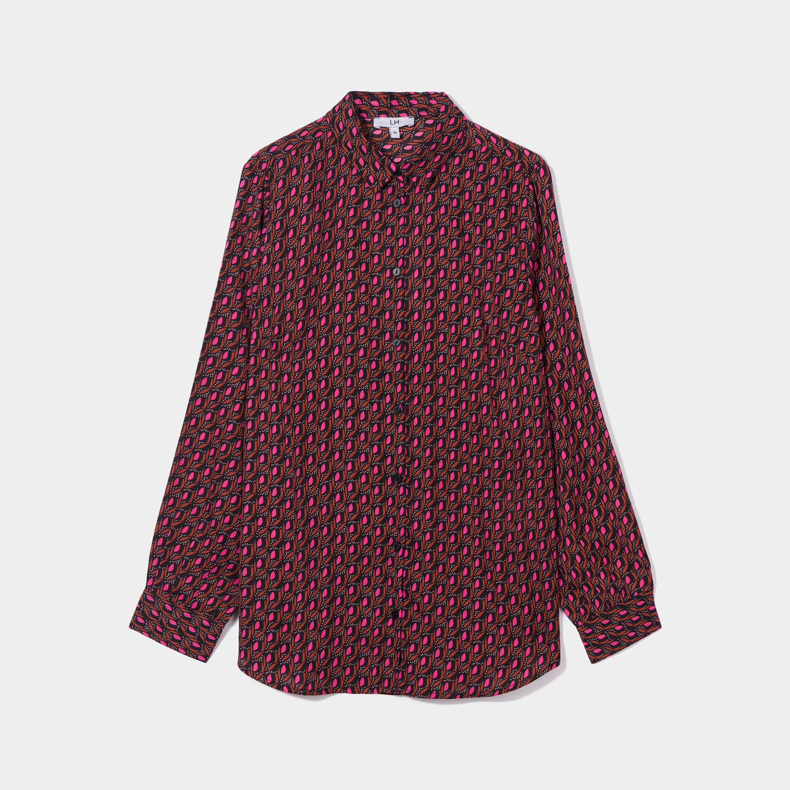 Chemise manches longues en crêpe noir femme | La Halle