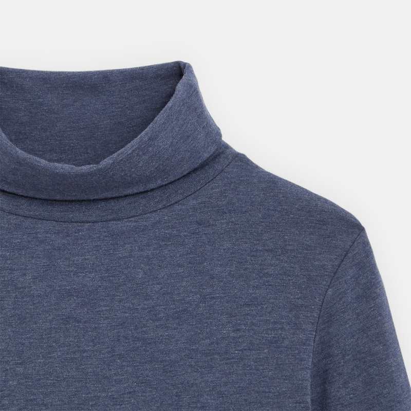 T-shirt stretch col roulé uni bleu garçon