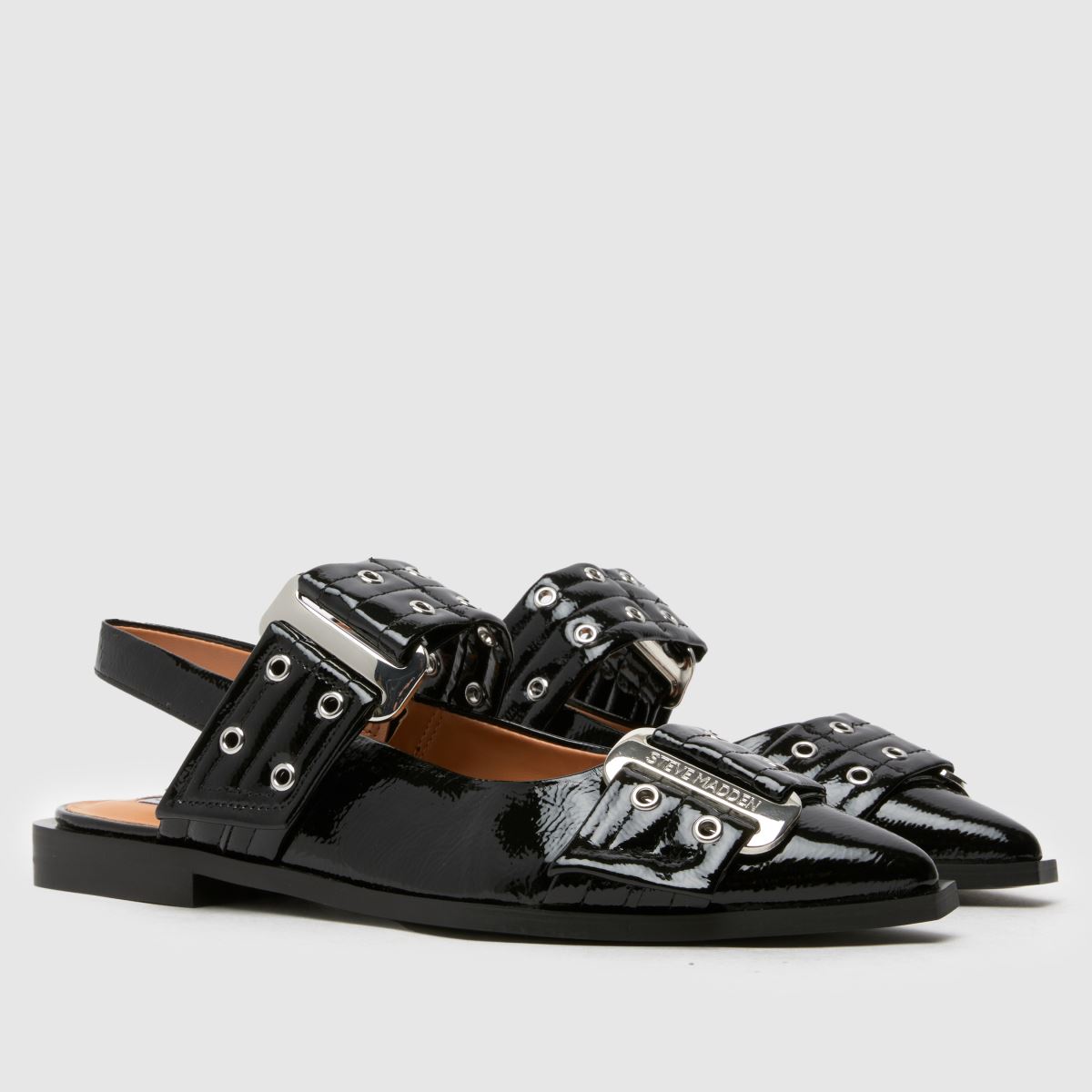 Steve Madden – Grand Ave – Svarta platta skor med spänne