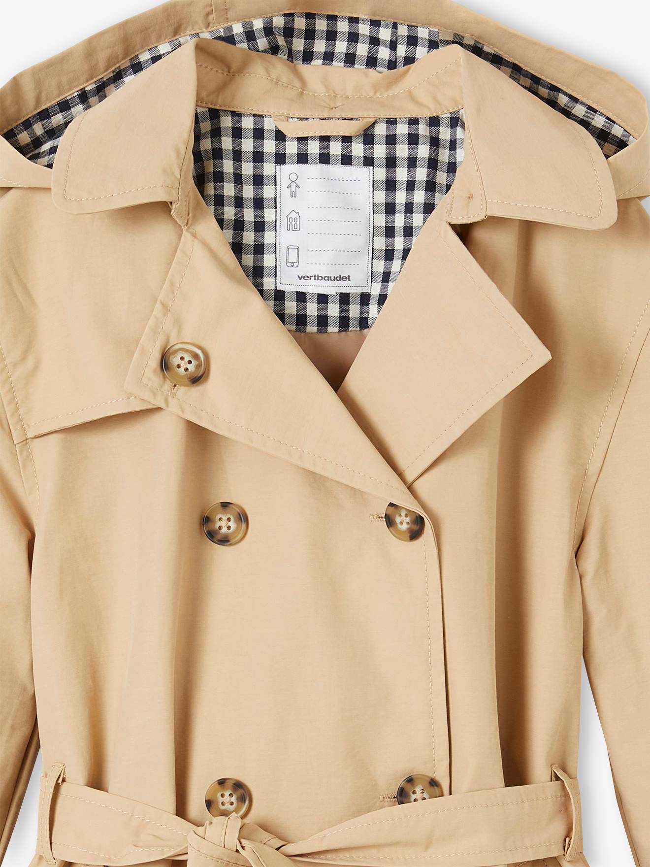 Vertbaudet Mädchen Trenchcoat mit abnehmbarer Kapuze - beige