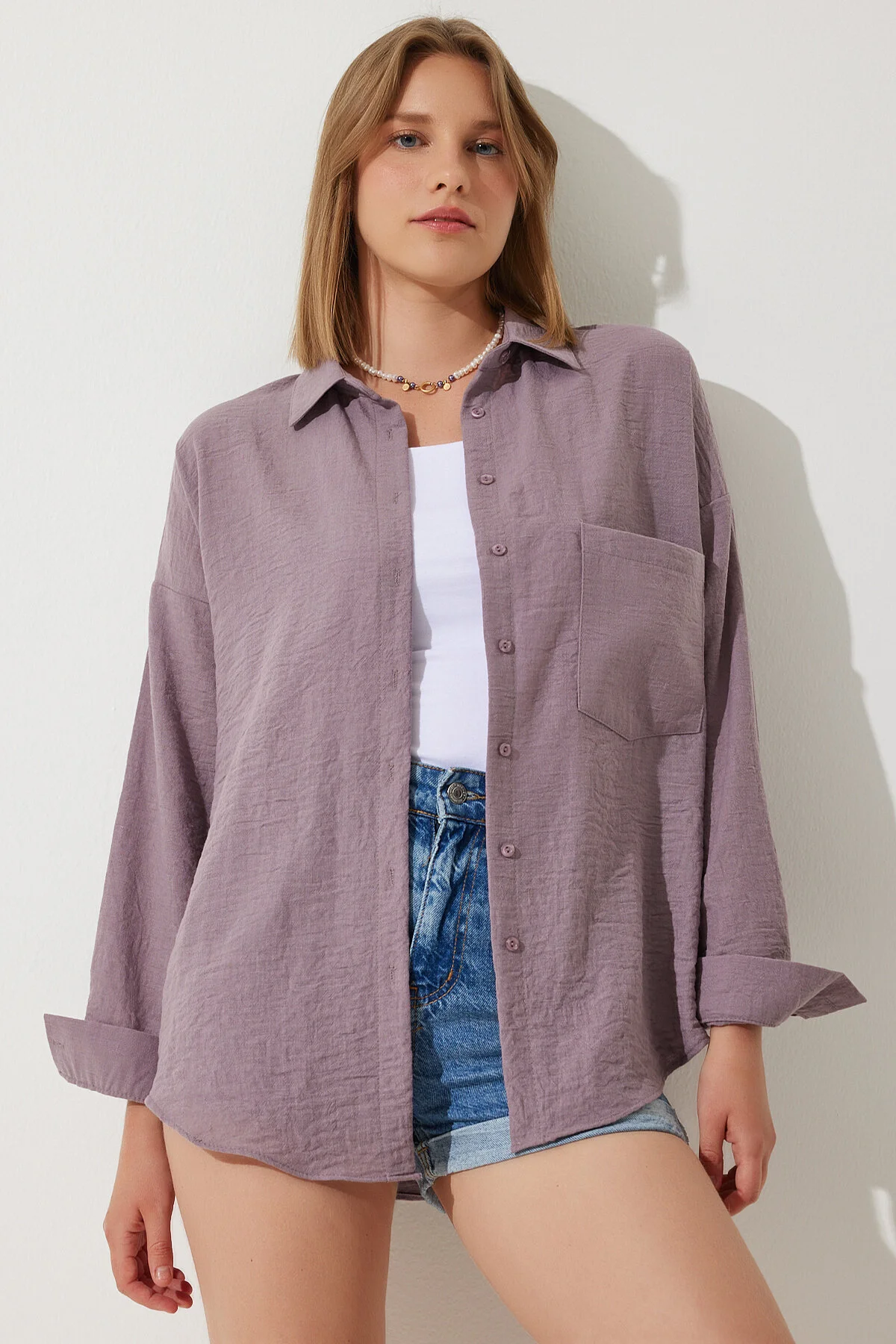 Happiness İstanbul  Hemd - Lila - Oversized