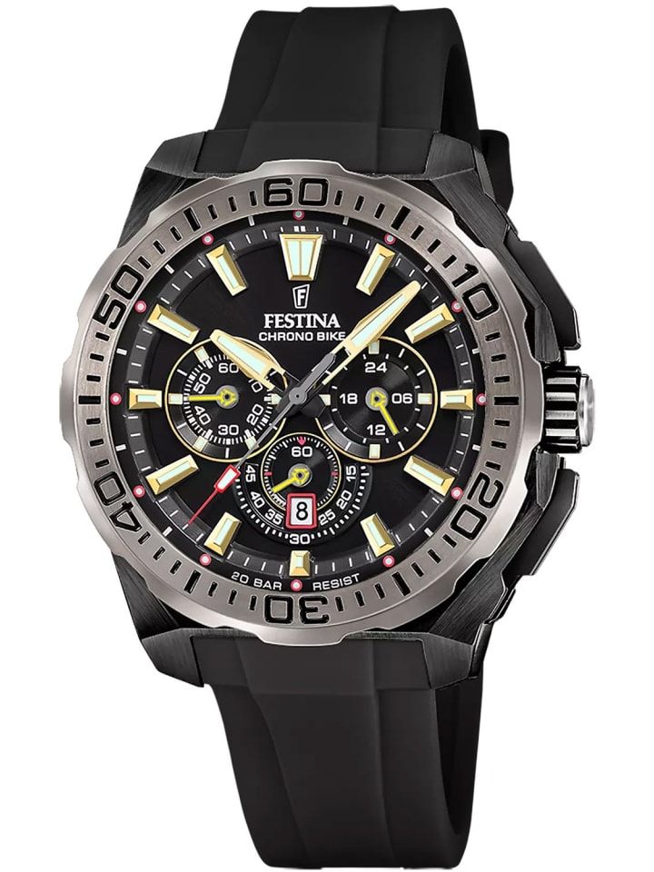 Festina Herrenuhr Chronograph Schwarz/Goldfarben günstig kaufen onesize
