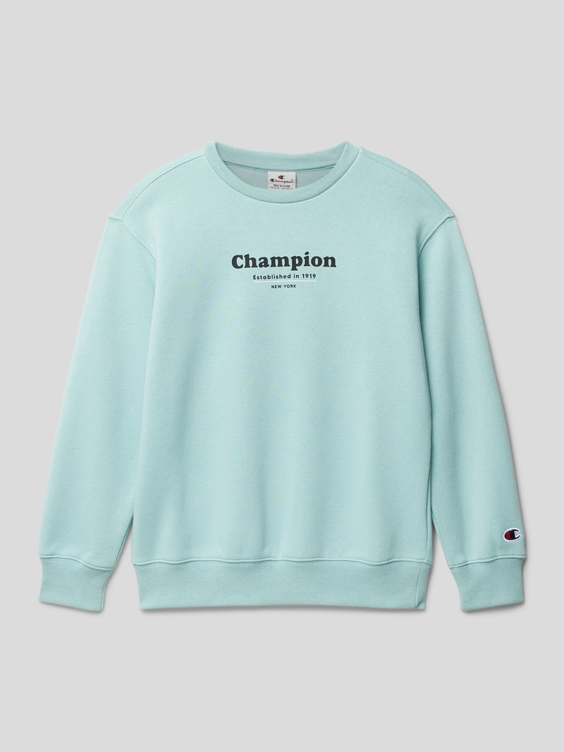 Sweatshirt mit Motiv- und Statement-Print Modell 'Rochester' in helltürkis