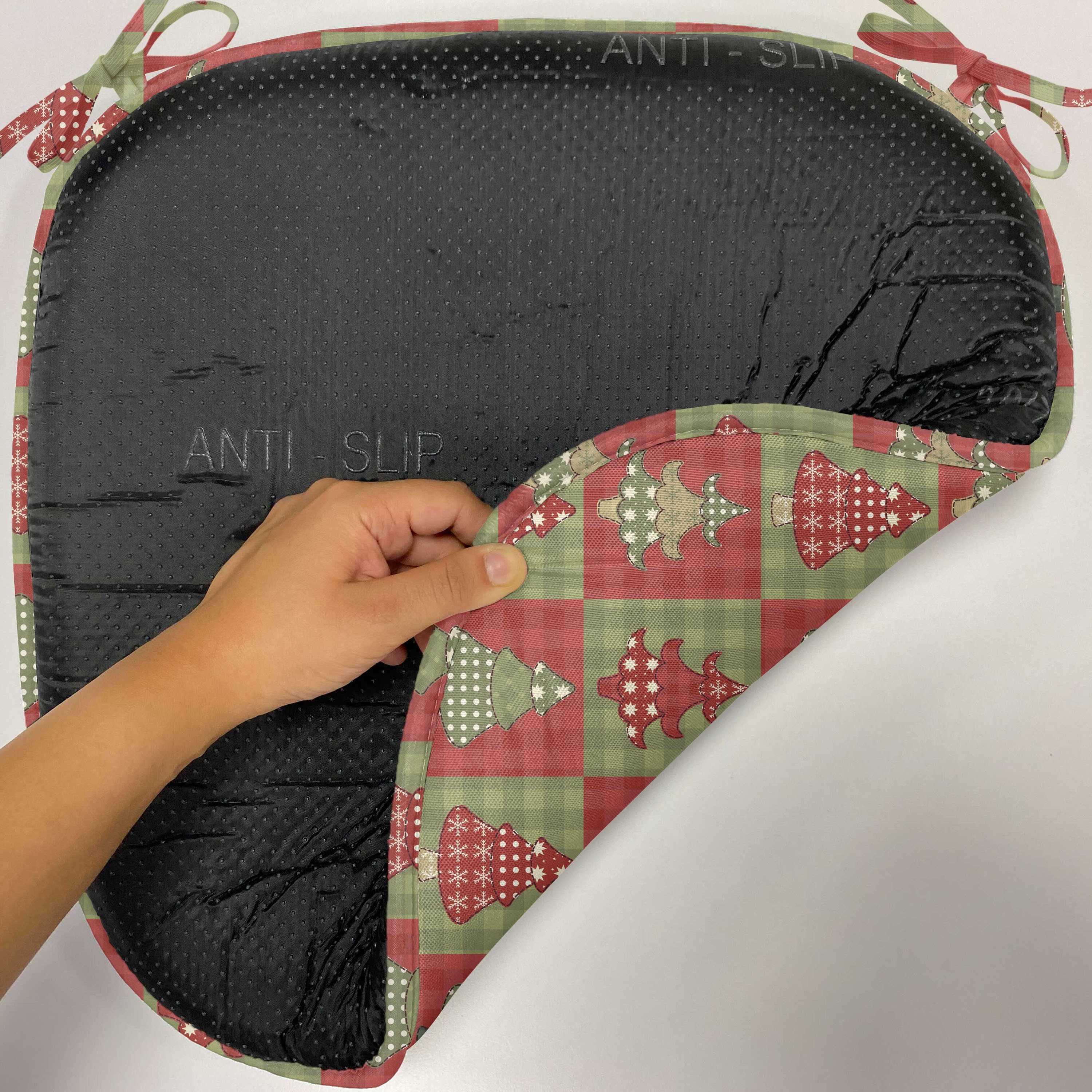 Abakuhaus Stuhlkissen Dekoratives wasserfestes Kissen mit Riemen für Küchensitze, Weihnachten Noel Trees Quilt