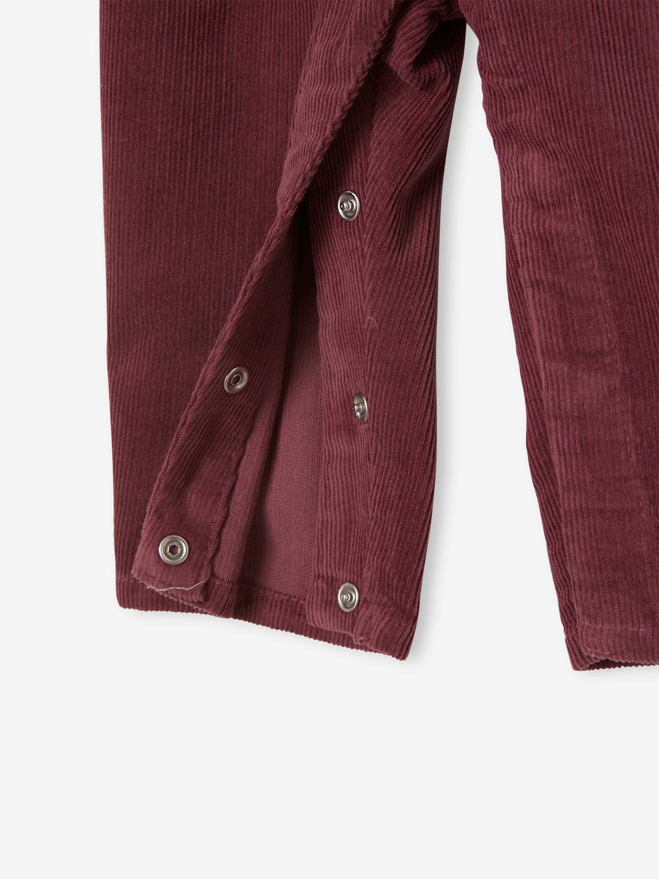 Vertbaudet Mädchen Baby Cord-Latzhose mit Volants - pflaume